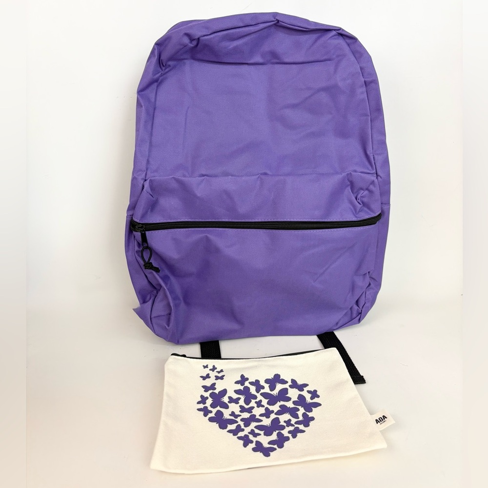 Moda West Purple Backpack and Butterfly Heart Pouch Bundle Set New With Tags